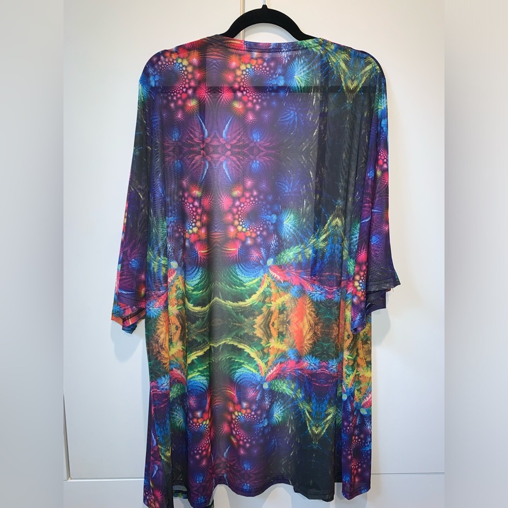 iHeartRaves Rainbow Trippy Sheer Festival Kimono - Picture 4 of 5
